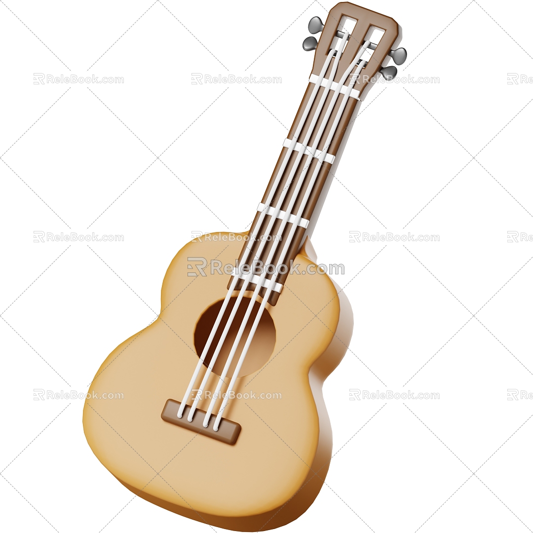 Cartoon Guitar Musical Instruments Toy Hand-held Indoor Ornaments E-commerce Products 3d model