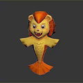 Playful 3D Cartoon Lion Fish Hybrid Character With Colorful Design And Friendly Expression