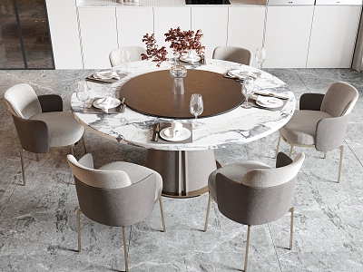 Dining Table and Chair Light Luxury Dining Table and Chair Combination Round Dining Table Dining Chair Single Chair Dining Table Jewelry Ornaments model