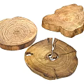 Natural Wooden Tree Stump Slices With Visible Tree Ring Patterns For Rustic Decor 3d model