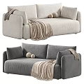Cozy Light And Dark Gray Two Seater Sofa With Blanket And Pillows