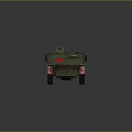 Green Military Tank With Six Wheeled Design Top Mounted Weapon And Red Emblem