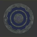 Circular Decorative Platform With Blue Center And Gray Ornamental Border
