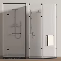 Modern Shower Enclosure With Clear Glass Black Frame Marble Base And Towel Rack