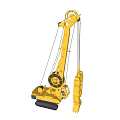 Yellow Construction Crane With Long Boom Hook And Cab For Lifting Operations 3d model