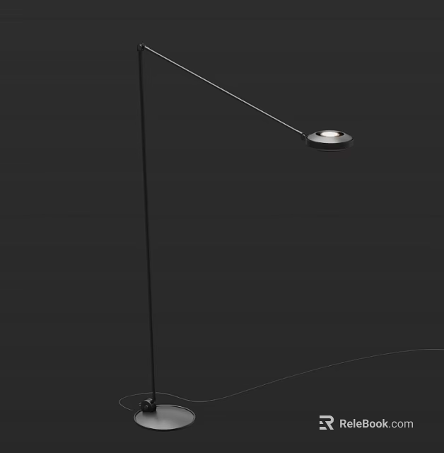 Modern Floor Lamp With Adjustable Arm And Metal Base For Living Room Decor 3d model 