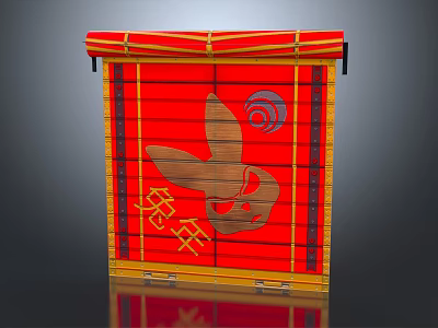 Decorative Red Bamboo Ornament With Rabbit Pattern For Chinese Year of the Rabbit 3d model