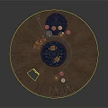 Circular Wooden Building Interior With Spiral Design And Traditional Furniture And Decorative Elements