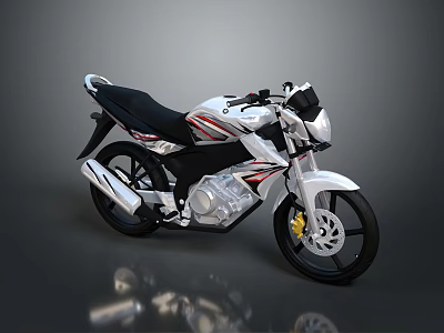 Sleek White Motorcycle With Black Seat Red Stripes Modern Design And Alloy Wheels 3d model