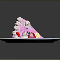 Delicious Pink Cake Slice With Fresh Strawberries And Cream On Plate