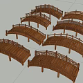 Multiple Wooden Arch Bridges With Decorative Railings And Curved Wooden Structures