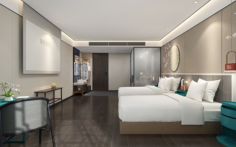 Hotel Room Standard Double Room 3d model