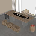 Tea Table and Chair Combination 3d model