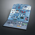 Detailed Industrial Control Panel With Various Buttons Knobs Gauges And Indicator Lights