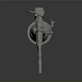 Double Barreled Cannon Weapon With Gray Metal Base And Mechanical Adjustment Parts
