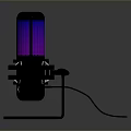 Modern Desktop Microphone With Purple Mesh And Blue Lighting Stand For Daily Use