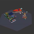 Colorful Cartoon Toy Transport Models Featuring Blue Cargo Truck Red Racer And Delivery Motorcycle
