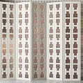 Decorative Wooden Folding Room Divider With Carved Patterns For Interior Design 3d model