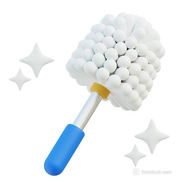 Household Cleaning Brush With Blue Handle And White Sponge Head For Sparkling Surfaces 3d model 