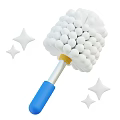 Household Cleaning Brush With Blue Handle And White Sponge Head For Sparkling Surfaces