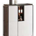 Modern Sideboard With Glass Doors Storage And Decorative Items In Gold Black White