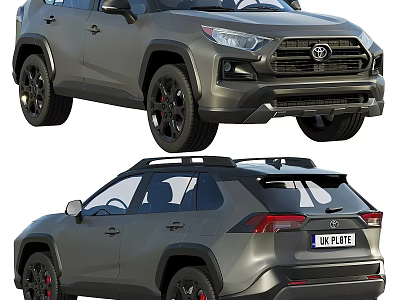 Toyota Gray SUV With Black Wheels And Sporty Exterior Design Front Rear View 3d model
