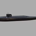 Black Military Submarine Model With Long Hull And Antenna Structure