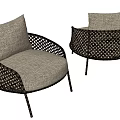 Modern Wicker Single Sofa With Woven Frame Light Gray Cushions And Pillows