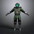 Sci Fi Armored Character With Green Helmet And Protective Suit Design 3d model