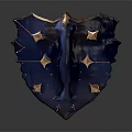 Heroic Warrior Shield With Blue Surface And Golden Star Creature Designs 3d model