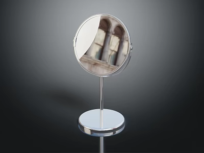 Round Tabletop Vanity Mirror With Metal Stand And Stable Base For Daily Use 3d model