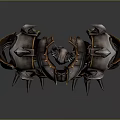Fantasy Armored Creature With Intricate Metallic Armor Horns And Clawed Feet