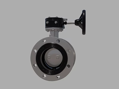 Industrial Butterfly Valve With Metal Flange And Black Handle For Pipeline Systems 3d model