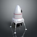 Modern White Rocket Model With Red Stripe Black Base And Support Legs 3d model