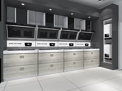 Modern Kitchen Interior With Upper Lower Cabinets And Built In Appliances 3d model