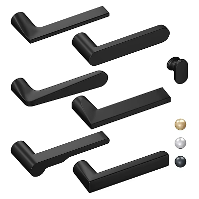 Black Furniture Handles And Multi Colored Knobs For Cabinets And Drawers 3d model