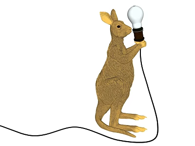 Unique Kangaroo Shaped Table Lamp With Light Bulb And Cord Design Feature 3d model