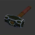 Durable Hardware Tool Hammer With Metal Head And Wooden Handle Reflective Surface Design 3d model