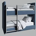 Blue Metal Frame Bunk Bed with Upper and Lower Bunks Mattresses Pillows and Cozy Comforter