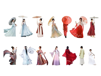 Plane Character Ancient Costume Character Ancient Beauty Cheongsam Woman Chinese Character Republic of China Costume Classical Hanfu Woman Umbrella Woman 3d model