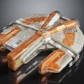 Futuristic Cosmic Spaceship Model With Metallic Orange Silver Structure And Design 3d model