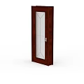 Wooden Door With Dark Brown Frame White Panel And Silver Handle 3d model