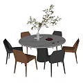 Modern Dining Table and Chair Combination Round Dining Table and Chair Combination 3d model