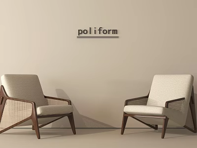 Poliform Modern Leisure Chairs With Wooden Frame Fabric Seats And Woven Details 3d model