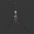 Red Telecommunication Tower Structure With Satellite Dish Antennas And Equipment