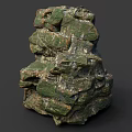 Natural Green And Brown Rock With Irregular Surface Texture And Rough Structure 3d model