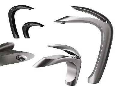 Modern Faucet Designs Featuring Sleek Metallic Finish And Curved Handle Shapes 3d model
