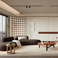 Modern Living Room Interior Design With Sectional Sofa Coffee Table And Accent Chair