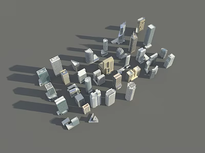 Modern Urban Building Complex With Diverse High Rise And Low Rise Architectural Structures 3d model