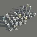 Modern Urban Building Complex With Diverse High Rise And Low Rise Architectural Structures 3d model